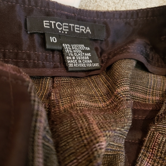 Etcetera Velvet Brown Plaid and Floral Pants - Picture 2 of 5